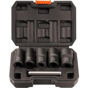 THINKWORK 1/2 Inch Drive Lug Nut Removal Tool, 6 Pieces Wheel Lock Removal Kit, Lug Nut Remover for Stripped, Rounded, Damaged, Frozen, Rusted Bolts