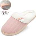 NineCiFun Women's Slip on Fuzzy Slippers Memory Foam House Slippers Outdoor Indoor Warm Plush Bedroom Shoes Scuff with Faux Fur Lining size 7-8 pink