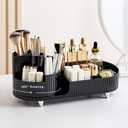 Rotating Makeup Organizer Countertop, Large Cosmetic Storage with Makeup Brush Holder, Vanity Makeup Organizer, Bathroom Make up Holder, Spinning Skincare Organizer for Perfume, Lotions