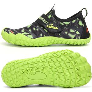 UBFEN Water Shoes for Kids Boys Girls Aqua Socks Barefoot Beach Sports Swim Pool Quick Dry Lightweight Toddler Little Big Kid A Green, 10 Toddler