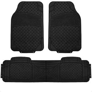 FH Group Car Floor Mats - Heavy-Duty Rubber Floor Mats for Cars, Universal Fit Full Set, Trimmable Automotive Floor Mats, ClimaProof Floor Mats For Most Sedan, SUV, Truck Floor Mats Black