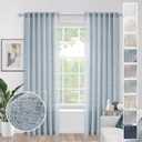 Blue Linen Sheer Curtains 72 Inches Long for Living Room 2 Panel Set Back Tab Light Filtering Privacy Farmhouse Faux Linen Blend Curtain Drapes 72 Length for Window Cabin, Aesthetic Neutral Decor