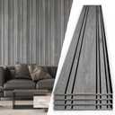 Art3d 4-Pack Glue-On Wall Panels, Wood Grain Texture Interior Wall Decor, 104"x12" Recycled Polystyrene Wainscoting Panels, Low Emission for Living Room Bedroom, Grey Oak