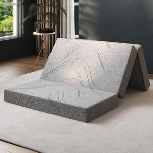 Foldable Mattress Twin, 6 Inch Memory Foam Trifold Mattress Topper | Ideal for Guest, Murphy Bed & Camper, Washable Cover & Non-Slip Base for All Floors, 75" x 39" x 6"