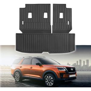 Custom for 2022-2026 Nissan Pathfinder Cargo Mats Trunk Liner with 3rd Rear Seat Backrest Mat All Weather TPE Protection Mat Accessories (for 2022-2026 Nissan Pathfinder)