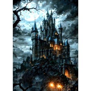 ossomo Diamond Painting Kits for Adults,DIY 5D Full Drill Moonlit Gothic Castle Diamond Art Kits Diamond Dots Pictures Perfect for Relaxation and Home Wall Decor 30x40cm