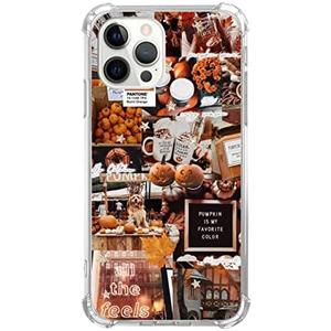 Autumn Fall Collage Phone Cover for iPhone 16 Pro Max, Aesthetic Pumpkin Skeleton Pattern Halloween Collage Cover for Girl Men and Women, Trendy TPU Bumper Phone Case