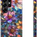 DEENAKIN for Samsung Galaxy S25 Ultra Case Cute,Aesthetic Vintage Vibrant Purple Wildflwers Girly Shell,Compatible with Magsafe,Trendy Unique Retro Protective Slim Silicone Phone Cover for Women Girls