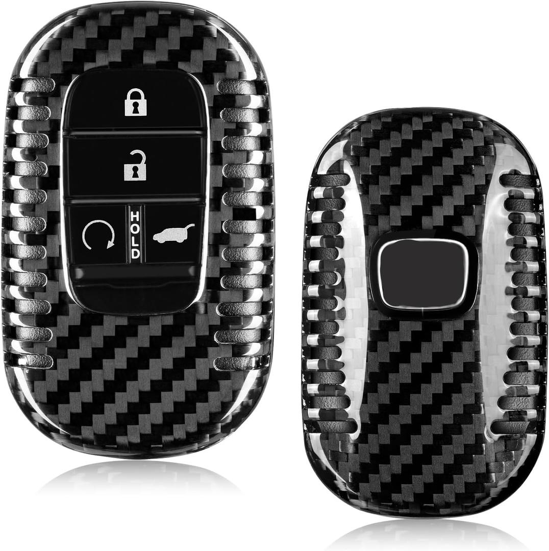 T-carbon Key Fob Cover Compatible with Honda,Real Carbon Fiber Key Fob Case fits for Honda Civic Type R Accessories,fits for Accord Civic HR-V CR-V Pilot Sport SI EX EX-L Accessories,Black