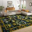 Topllen Washable Area Rug - Area Rug 8'x10' Boho Soft Living Room Rug, Non-Slip Large Area Rugs Indoor for Dining Room Livingroom Bedroom, Vintage Rug (Dark Green, 8x10ft)