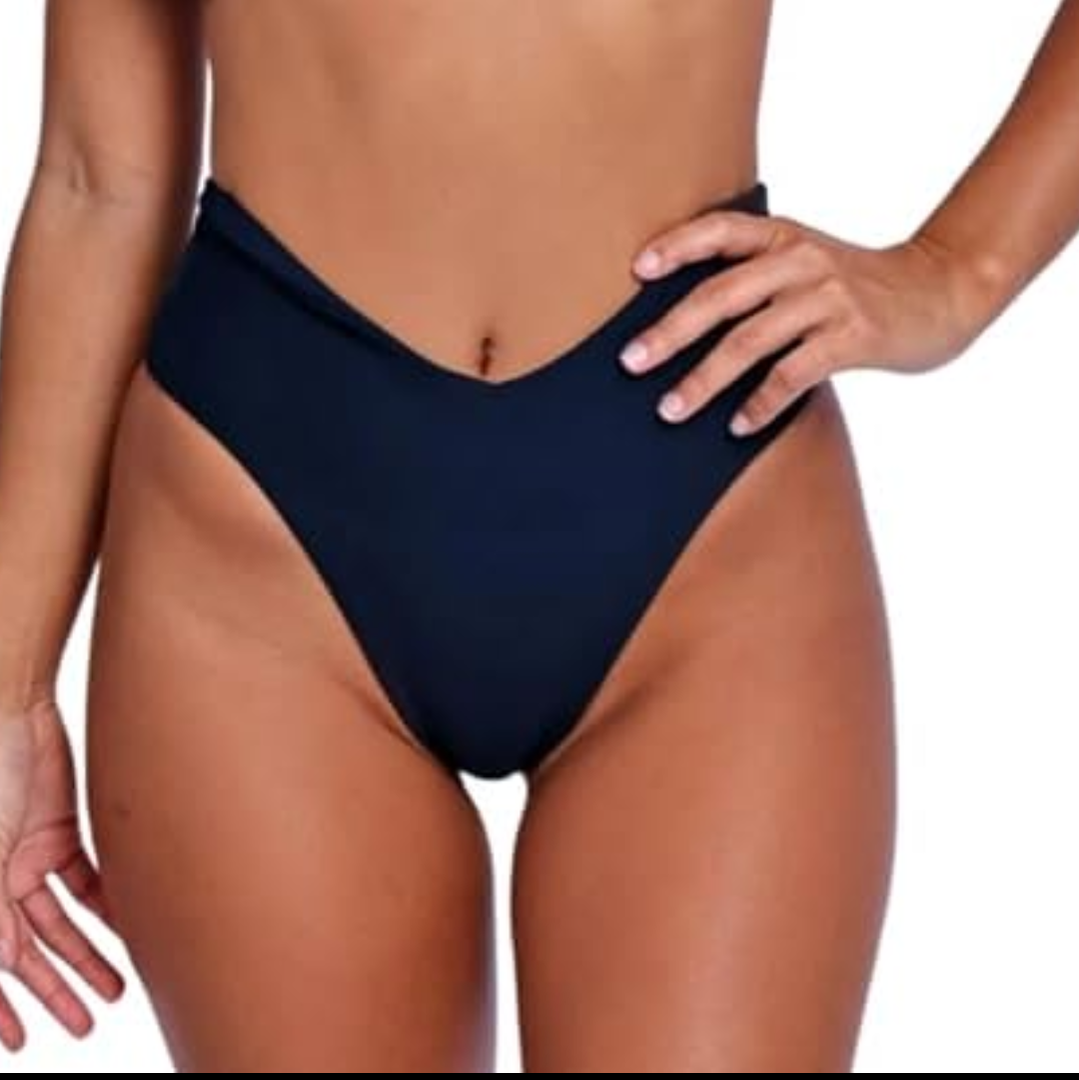geluboao Women's Bikini Bottom Sexy V Cut High Cut Swimsuit High Waisted Bathing Suit Bottoms Size XL Black