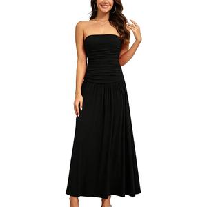 Yulaviniee Women's Strapless Tube Top Corset Maxi Dress for Wedding Guest, Elegant Party Dress, Size Large