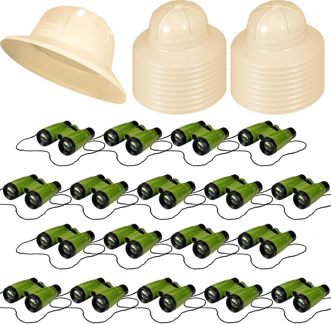 Halloscume 36 Pcs Safari Party Favors Include Binoculars Toy Explorer Party Hats Bulk Jungle Costume Gifts
