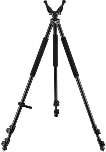 Trakiom Shooting Tripods for Rifles with 360° V Yoke Rest, 31.5" - 74" Shooting Sticks for Hunting, Lever Lock, Lightweight Aluminum, High Density Foam Handle and Spike Feet
