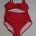 Eomenie Women's One Piece Swimsuit Tummy Control Slimming Bathing Suit Cutout Tie Knot Swimwear (X-Large, Red)