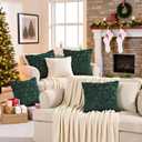 Tosleo Christmas Throw Pillow Covers 18x18 Set of 2 Christmas Decoration Xmas Snowflake Pillow Covers Soft Plush Faux Wool Jacquard Pillowcases Holiday Festivals Winter Home Decor, Dark Green
