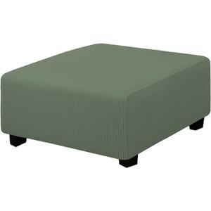 Easy-Going Stretch Square Ottoman Cover 40x40x15 inch Folding Storage Stool Furniture Protector Soft Rectangle slipcover with Elastic Bottom Greyish Green (Medium-XL)