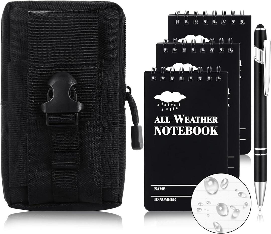Prudiut 3  5" Waterproof Notepad Notebook with Weatherproof Pen and Fabric Notebook Cover, Write in the Rain Pocket Notebook Waterproof Small Notepad for Outdoor Activities Recording