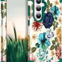 Hocase for Galaxy S26 Case, Shockproof Heavy Duty Protection Soft Silicone Rubber Bumper+Hard Plastic Hybrid Protective Case for Samsung Galaxy S26 5G (6.3") 2026 - Teal Flowers