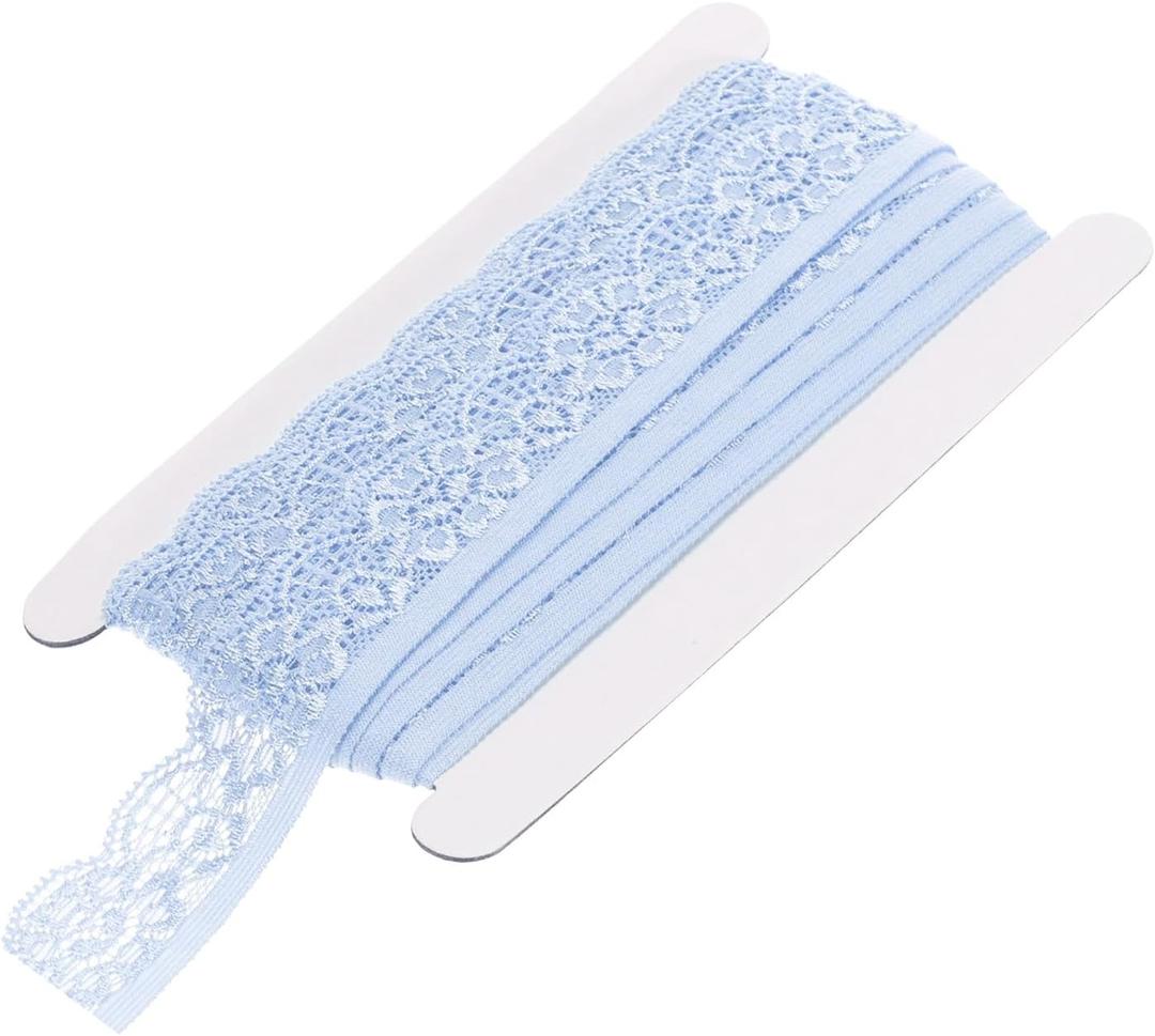 MECCANIXITY Lace Trim Vintage Crochet 0.98" x 10yards Light Blue Stretch Lace Ribbon for DIY Scrapbooking Clothes Fabric Wedding Decoration Gift Wrap