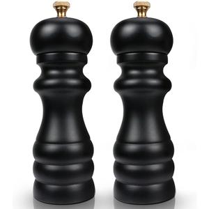 Salt and Pepper Grinders Set of 2, Manual Pepper Mill & Salt Grinder with Adjustable Ceramic Rotor & Stainless Steel Gasket, Refillable Black Salt & Pepper Shakers for BBQ Restaurant Kitchen