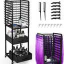 300 Pegs Braiding Rack with Large Drawers, 3-Sided Hair Rack with Wheels and 16 Braiding Tools, Hair Extension Holder 52 Inch Height for Hair Salon, Home