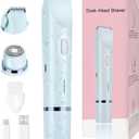 Women's Bikini Trimmer, 2-in-1 Electric Shaver for Bikini Line, Legs, Underarms, Face - Waterproof Women's Electric Shaver for Sensitive Skin, USB Rechargeable (Blue)