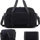 Foldable & Expandable Personal Item Travel Bag for Women & MenWaterproof with Wet-Dry Compartment & Luggage Sleeve, Convertible Crossbody Tote Ideal for Gym & 3-Day Trips (Black)