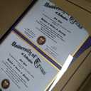 GraduationMall Double 8.5x11 Diploma Frame,Solid Wood & Tempered Glass,Black Finish with Gold Trim,Purple & Gold Mat