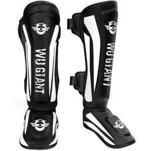 Kickboxing Shin Guards Muay Thai Shin Pads for Men, Women, Adjustable Leg Guards with Instep Protection Shinguards Martial Arts Training Equipment for MMA Training and Sparring (Medium)