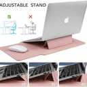 4-in-1 Laptop Sleeve with Stand and Mouse Pad, Faux Leather Protective Case with Accessory Pouch for 15-16 Inch Laptops, Pink
