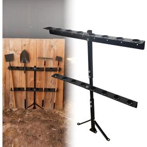 8 Tool Holes Trailer Tool Rack w/Rear Support | Thickened Base Heavy Duty Steel Shovel Holder | Landscape Hand Tool Rack Compatible with Open Trailers, Lawn, Yard