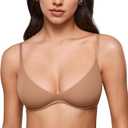 INLYRIC Women's Inbarely Plus Plunge Bra - Unlined Underwire Sexy Demi Balconette Bras Warm Beige 34A
