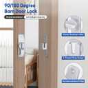 90/180 Degree Sliding Barn Door Lock and Latches, Silver, 2 PCS | Sturdy Aluminum Alloy, Proof Door Lock for Inside Barn Door, Screen Door, Bathroom, Closet, Cabinet, Screws & Spacer Included