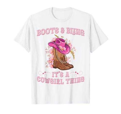 Boots and Bling its a Cowgirl Thing Rodeo Love Country Girls T-Shirt Size L Youth