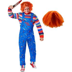 Morph Play Time Killer Doll Costume Mens Horror Movie Costumes Adult Halloween Killer Costume Creepy Doll for Men (Large)