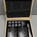 Whiskey Gifts for Men, Whiskey Glasses Set of 2, Granite Chilling Whiskey Stones, Bourbon Gifts for Men, Unique Giftss for Mens Birthday Christmas Father's Day Valentine Retirement Groomsmen