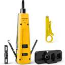 VCELINK Punch Down Impact Tool with Punchdown Stand and Mini Wire Stripper Cutter for 90/180 Degree RJ45 Cat5/Cat5E/Cat6/Cat6A RJ11 RJ12 Keystone Jack, Network Cable CAT6/CAT5/CAT3 Stripper