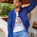 Bindefon Denim Jackets for Men Trucker Jean Jacket Unlined Coats Spring Fall Outfits (Small, Colored Blue)