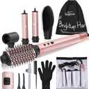 Brightup Upgraded Professional Hot Air Styler  1400W High-Speed Blow Dryer Brush with 120,000 RPM, No Heat Damage, Fast Drying for Wavy, Curly & Straight Hair, 110V, Multi-Styler with Storage Bag