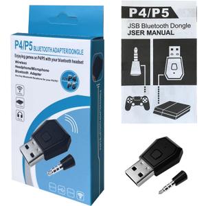 Bluetooth Adapter for PS4/PS5, USB 4.0 Dongle Receiver/Transmitter, Compatible with Bluetooth Headsets, A2DP HFP HSP