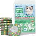 Pet Soft Disposable Cat Diapers - Diaper for Female & Male Cats, Puppy Doggie Diapers for Female Dogs with Adjustable Foam Tail Hole, Small (24Pcs, GN Flowers)