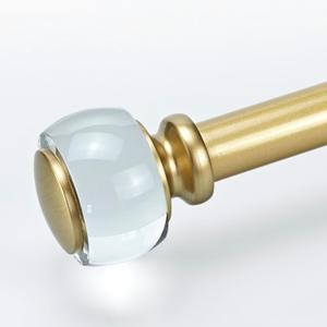 Adjustable 72-144'' Luxury Gold Curtain Rods, 1 Inch Diameter with Clear Knob Finials, Fits 68-140 Inches Windows, Heavy Duty Decorative Window Drapery Rod