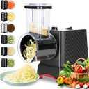 YOTAN Electric Cheese Grater, Electric Slicer Shredder with 6 Blades, 250W Salad Shooter, Enlarged Inlet and Dispenser, Automatic Vegetable Slicer for Cheeses, Fruits, Vegetables