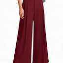 PRETTYGARDEN Womens Spring Wide Leg Palazzo Pants 2026 Trendy Loose Button High Waist Pleated Work Business Casual Trousers (Wine Red, X-Large)