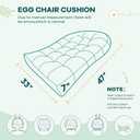 Waterproof Egg Chair Cushion Replacement Outdoor Hanging Chair Cushion 47x35x7 Inches Thicken Egg Chair Cushions with Ties, Black Peony