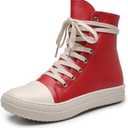 MOFEEDOUKA Womens High Top Sneakers Lace Up Comfort Platform Walking Canvas Shoes with Zipper, Size 5.5