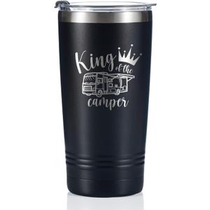 Onebttl RV Camper Gifts Tumbler Coffee Mug, Gifts for Campers, RV Enthusiasts, RV Owners, Outdoors, Picnic, Camping, Stainless Steel Insulated 590ml/20oz - King of the Camper