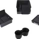 Carwiner 4 PCS Center Console Organizer Tray and Cup Holder Insert Compatible with 2021-2023 Tesla Model 3Y, Flocked/Silica Rubber Armrest Hidden Cubby Drawer Storage Box Interior Accessories