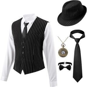 Spooktacular Creations Halloween Mobster Gangster Mens Costume, Roaring 20s Halloween Costumes for Men 2025, 1920s Suit (Large)